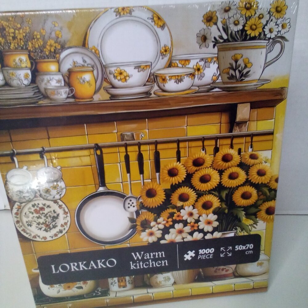 Lorkako 1000 Piece Puzzle Sunflowers Warm Kitchen Jigsaw Puzzle
